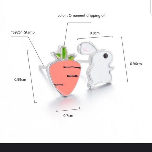 🐰🥕Super Cute Bunny and Carrot earrings in SILVER - Picture 2 of 8